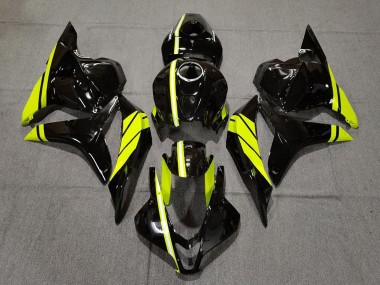 Cheap 2009-2012 Honda CBR600RR Motorcycle Fairings - Glossy Black High Viz Yellow Stripe Canada