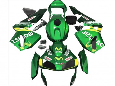 Cheap 2003-2004 Honda CBR600RR Motorcycle Fairings - Green Yellow MoviStar Canada
