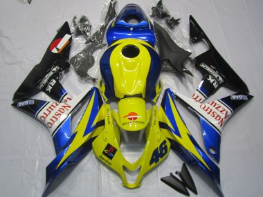 Cheap 2007-2008 Honda CBR600RR Motorcycle Fairings - Yellow Blue White Glossy Black Nastro Azzurro Canada