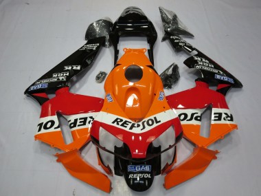 Cheap 2003-2004 Honda CBR600RR Motorcycle Fairings - Orange White Red Glossy Black OEM Style Repsol Canada