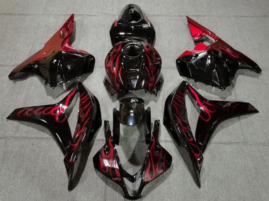 Cheap 2009-2012 Honda CBR600RR Motorcycle Fairings - Glossy Black Red Flame Canada