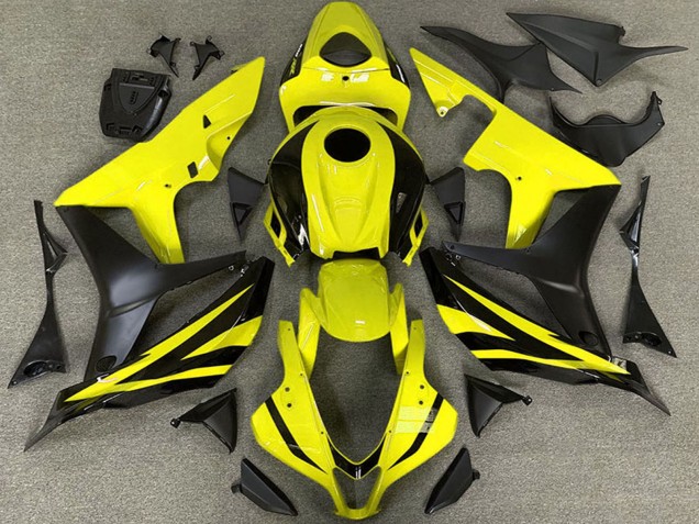 2007-2008 Honda CBR600RR Motorcycle Fairings - Yellow Matte Black OEM Style Canada