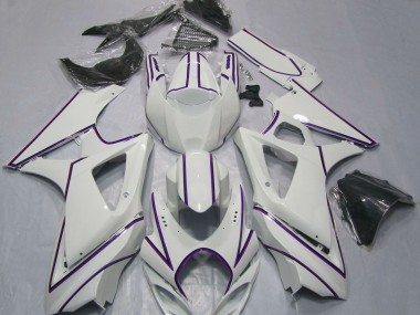 Cheap 2007-2008 Suzuki GSXR 1000 Motorcycle Fairings - Glossy White Purple Pinstripe Canada