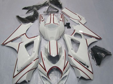 Cheap 2007-2008 Suzuki GSXR 1000 Motorcycle Fairings - White with Red Pinstripe Canada