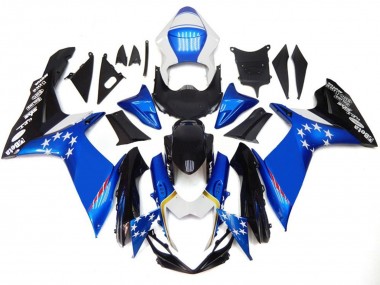 Cheap 2011-2024 Suzuki GSXR 600 / GSXR 750 Motorcycle Fairings - Blue Style with Red Stars Canada