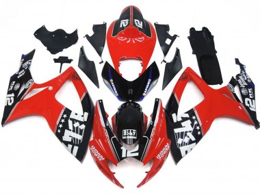 Cheap 2006-2007 Suzuki GSXR 600 / GSXR 750 Motorcycle Fairings - Red Glossy Black White Canada
