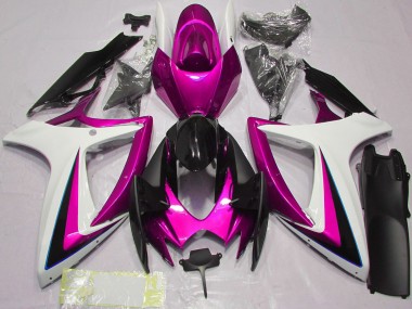 Cheap 2006-2007 Suzuki GSXR 600 / GSXR 750 Motorcycle Fairings - White Pink Glossy Black Canada