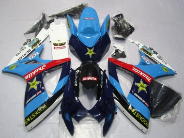 Cheap 2006-2007 Suzuki GSXR 600 / GSXR 750 Motorcycle Fairings - Blue White Red Glossy Black Rockstar Canada