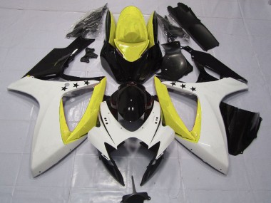 Cheap 2006-2007 Suzuki GSXR 600 / GSXR 750 Motorcycle Fairings - Yellow White Glossy Black Star Canada