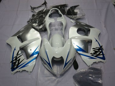Cheap 1996-2007 Suzuki GSXR 1300 Motorcycle Fairings - White Silver Blue Canada