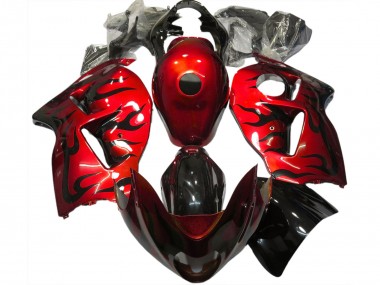 Cheap 1996-2007 Suzuki GSXR 1300 Motorcycle Fairings - Red Black Flame Canada