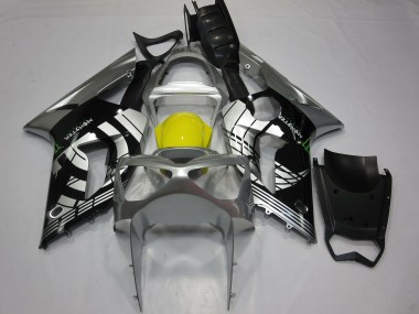 Cheap 2003-2004 Kawasaki ZX6R Motorcycle Fairings - Silver Yellow Glossy Black Canada