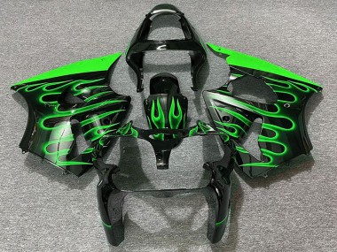 Cheap 2000-2002 Kawasaki ZX6R Motorcycle Fairings - Glossy Black Green Flame Canada