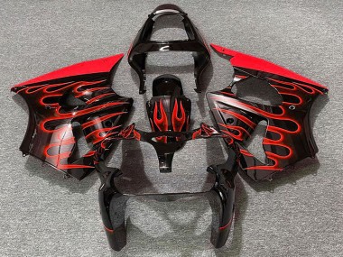 Cheap 2000-2002 Kawasaki ZX6R Motorcycle Fairings - Glossy Black Red Flame Canada