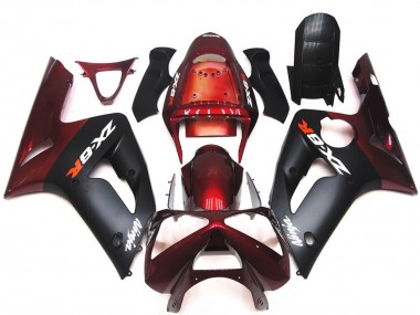 Cheap 2003-2004 Kawasaki ZX6R Motorcycle Fairings - Maroon Red Matte Black Canada