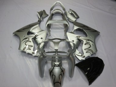 Cheap 2000-2002 Kawasaki ZX6R Motorcycle Fairings - Silver Black Flame Canada