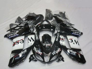 Cheap 2007-2008 Kawasaki ZX6R Motorcycle Fairings - Glossy Black White West Canada
