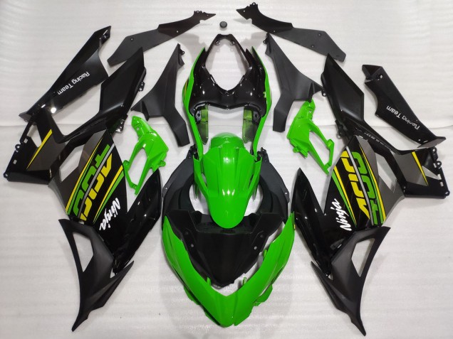 2018-2024 Kawasaki Ninja 400 Motorcycle Fairings - Green Glossy Black Matte Black OEM Style Canada