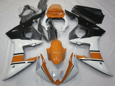 Cheap 2003-2004 Yamaha R6 Motorcycle Fairings - White Orange Matte Black Canada