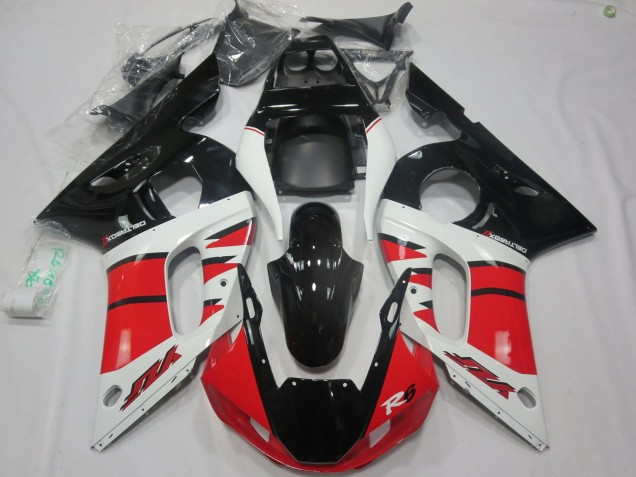 1998-2002 Yamaha R6 Motorcycle Fairings - White Red Glossy Black Canada