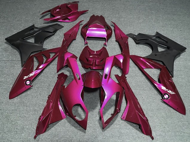 2009-2014 BMW S1000RR Motorcycle Fairings - Dark Hot Pink Matte Black Canada