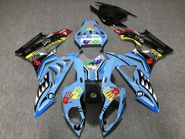 Cheap 2009-2014 BMW S1000RR Motorcycle Fairings - Light Blue Black Shark Hands Canada
