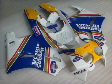 Cheap 1988-1992 Honda VFR400R NC30 Motorcycle Fairings - White Blue Yellow Rothmans Canada