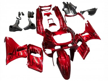 Cheap 1998-2003 Kawasaki ZZR600 Motorcycle Fairings - Red with Black Flame Canada