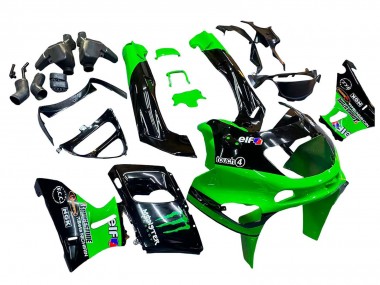 Cheap 1993-2007 Kawasaki ZZR400 Motorcycle Fairings - Green Glossy Black Green Monster Elf Touch4 Bridgestone Canada