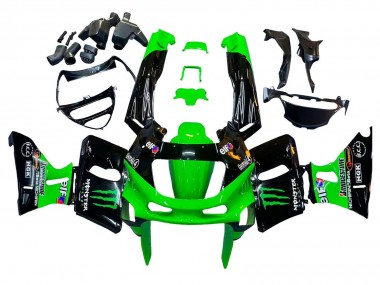 Cheap 1993-2007 Kawasaki ZZR400 Motorcycle Fairings - Green Glossy Black Green Monster Elf Touch4 Bridgestone Canada