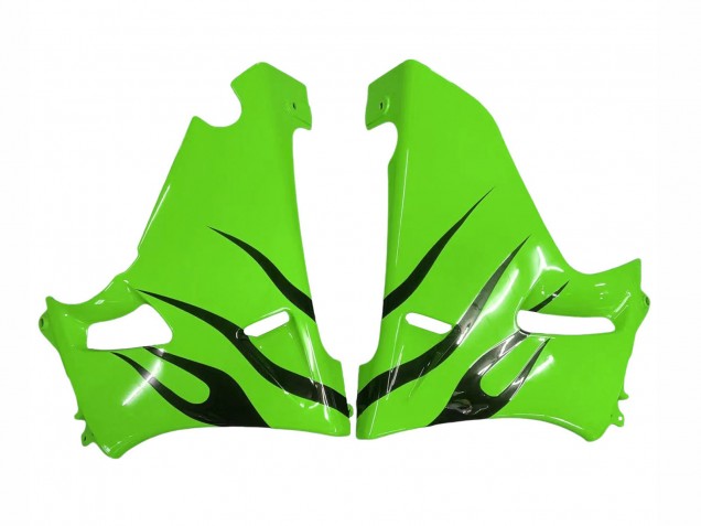 1993-2007 Kawasaki ZZR400 Motorcycle Fairings - Green Glossy Black Flame Canada