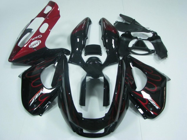 1997-2007 Yamaha YZF 1000R Thunderace Motorcycle Fairings - Black with Red Flame Canada