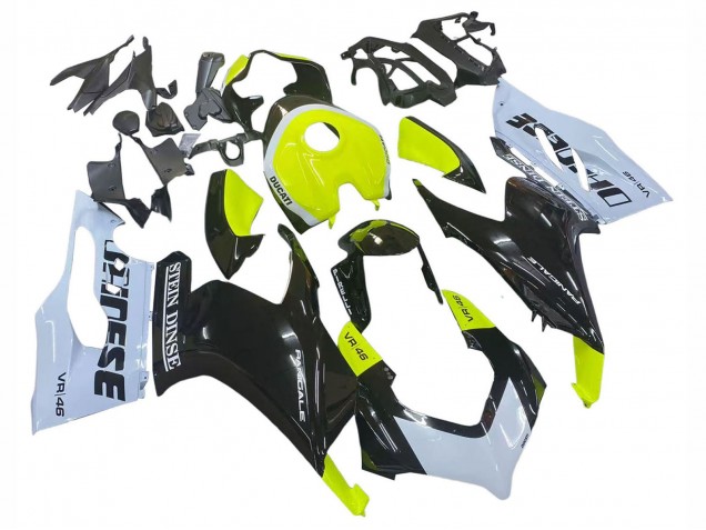 2020-2024 Ducati Panigale V2 Motorcycle Fairings - White Lime Green Glossy Black Stein Dinse VR 46 Canada