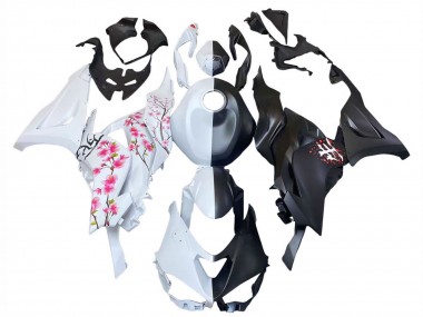Cheap 2023-2025 Kawasaki ZX6R Motorcycle Fairings - Black White with Flower Canada