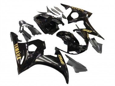 Cheap 2003-2004 Yamaha YZF R6 Motorcycle Fairings - Glossy Black Gold Decals Canada