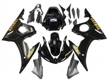 Cheap 2003-2004 Yamaha YZF R6 Motorcycle Fairings - Glossy Black Gold Decals Canada