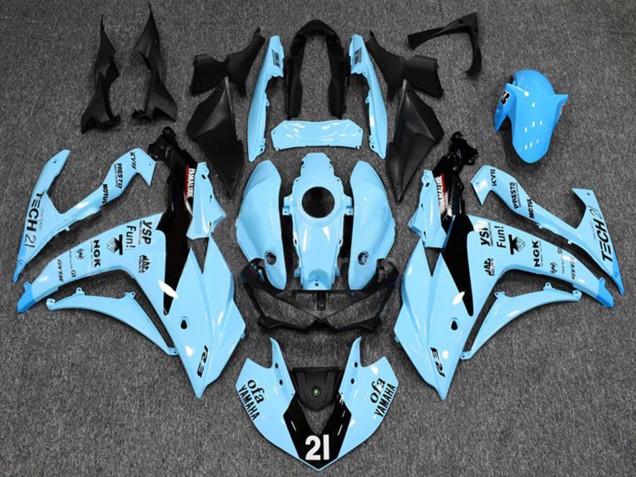 2015-2018 Yamaha YZF R3/R25 Motorcycle Fairings - Light Blue Black Yamalube 21 Canada