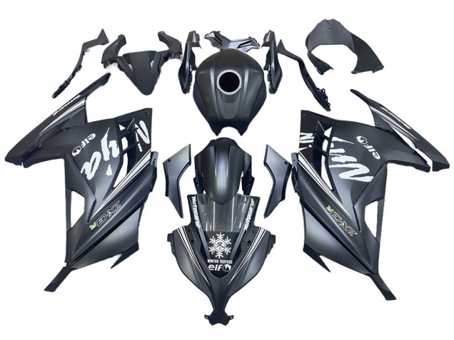 2013-2017 Kawasaki EX300 Motorcycle Fairings - Matte Black White Elf Snow Canada