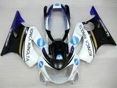 Cheap 1999-2000 Honda CBR600 F4 Motorcycle Fairings - White Blue Glossy Black Konica Minolta Canada