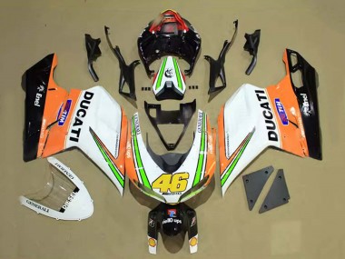 Cheap 2007-2014 Ducati 848/1098/1198 Motorcycle Fairings - White Orange Green Glossy Black Tim 46 Canada