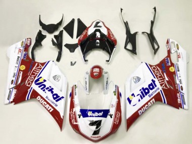 Cheap 2007-2014 Ducati 848/1098/1198 Motorcycle Fairings - White Red Blue Unibat 7 Canada