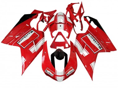 Cheap 2007-2014 Ducati 848/1098/1198 Motorcycle Fairings - White Red Glossy Black Marlboro Canada