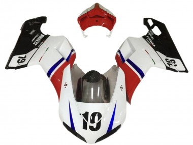 Cheap 2007-2014 Ducati 848/1098/1198 Motorcycle Fairings - White Red Blue Glossy Black 19 Canada