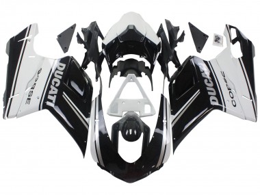 Cheap 2007-2014 Ducati 848/1098/1198 Motorcycle Fairings - White Glossy Black Corse Canada