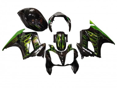 Cheap 2002-2013 Honda VFR 800 Motorcycle Fairings - Glossy Black Green Flame Canada