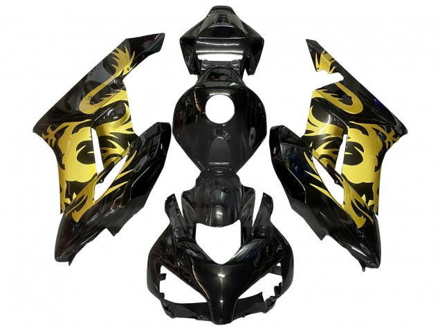 2004-2005 Honda CBR1000RR Motorcycle Fairings - Gold Glossy Black Dragon Canada