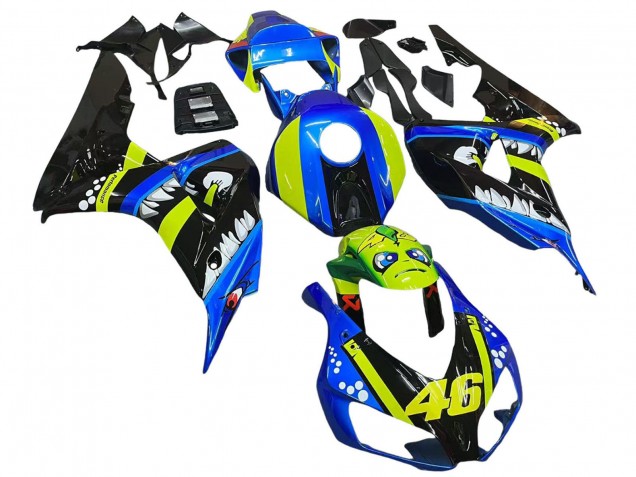 2006-2007 Honda CBR1000RR Motorcycle Fairings - Blue Fluorescent Green Glossy Black Shark 46 Canada