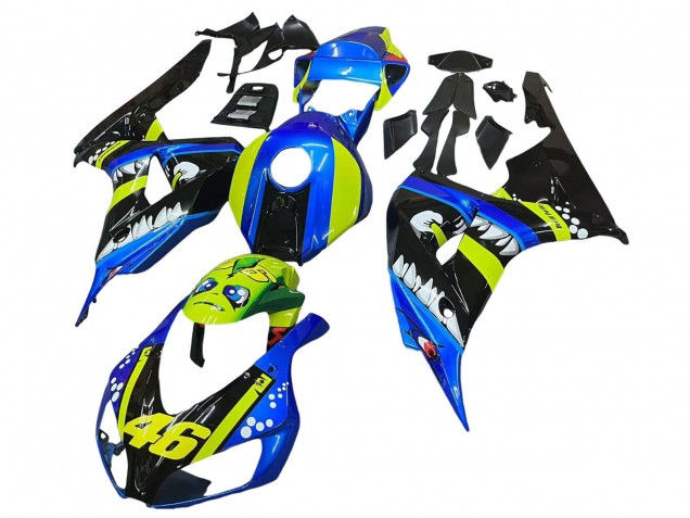 2006-2007 Honda CBR1000RR Motorcycle Fairings - Blue Fluorescent Green Glossy Black Shark 46 Canada