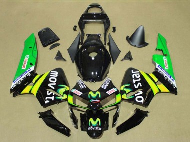Cheap 2003-2004 Honda CBR600RR Motorcycle Fairings - Glossy Black Yellow Green MoviStar Castrol Canada