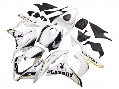 Cheap 2007-2008 Honda CBR600RR Motorcycle Fairing - White Gold Glossy Black Playboy Canada